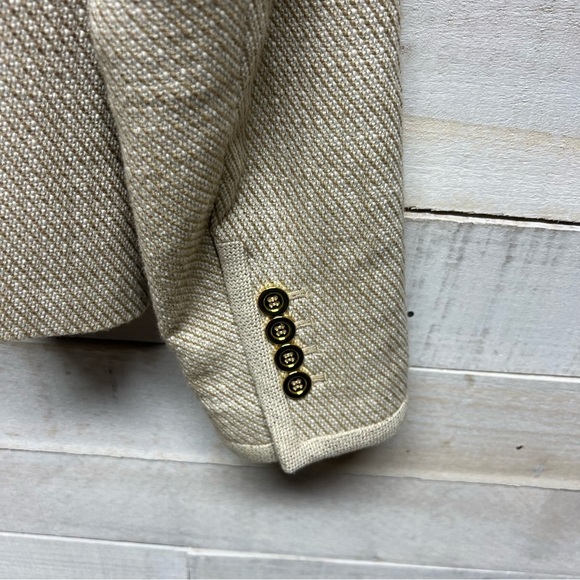 Talbots Cotton Textured Single Breasted Blazer Jacket Women Size 8 Beige Pockets - Picture 6 of 12